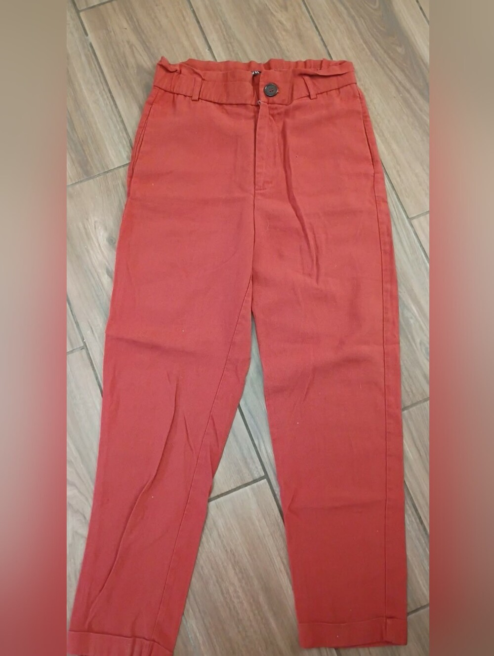 Zara Women's Rust Orange High-Waist Trousers